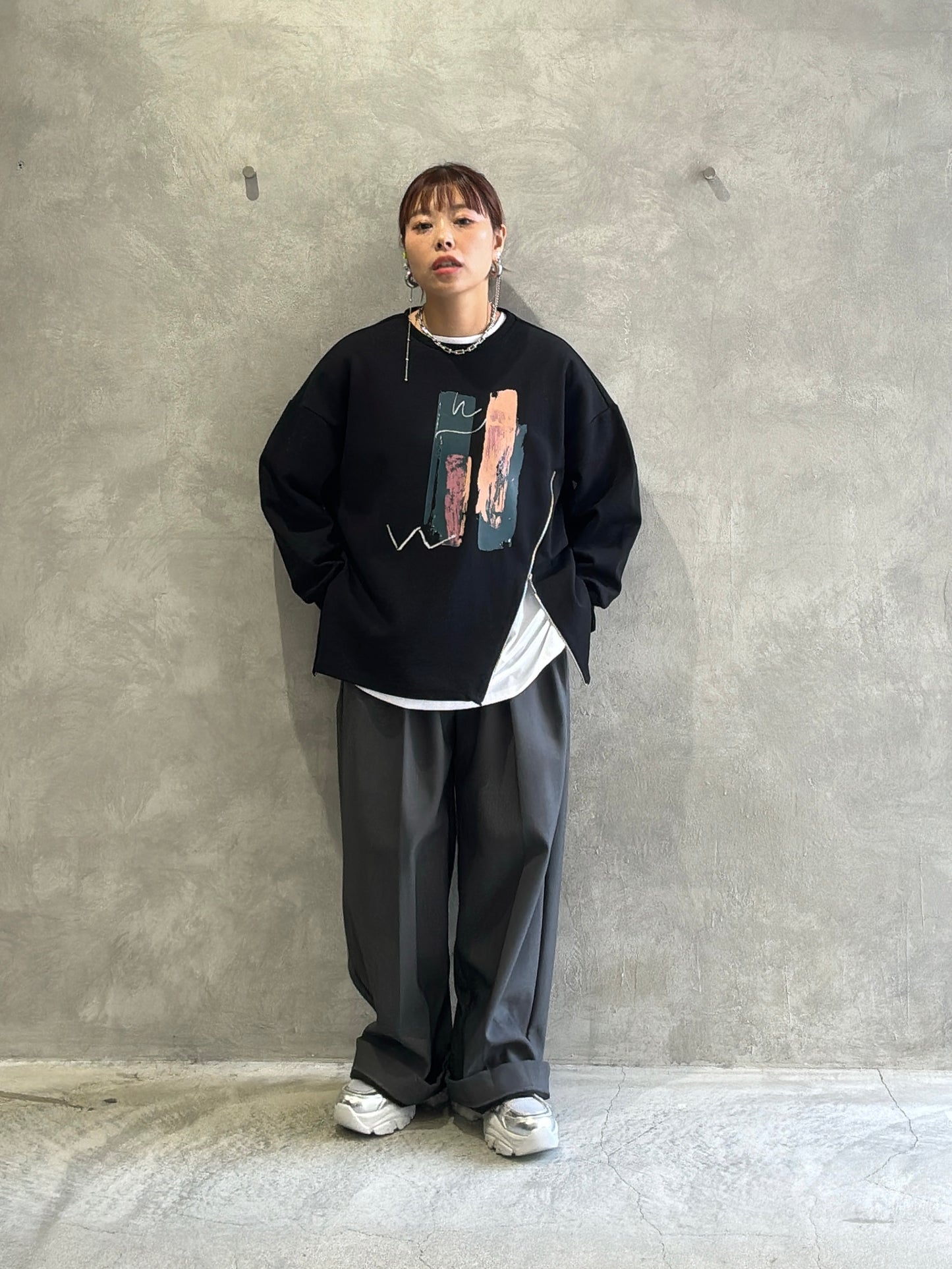 裏起毛タックワイドパンツ／Dignite collier