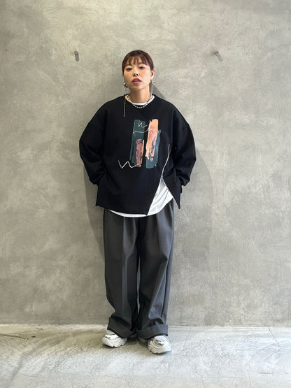 裏起毛タックワイドパンツ／Dignite collier