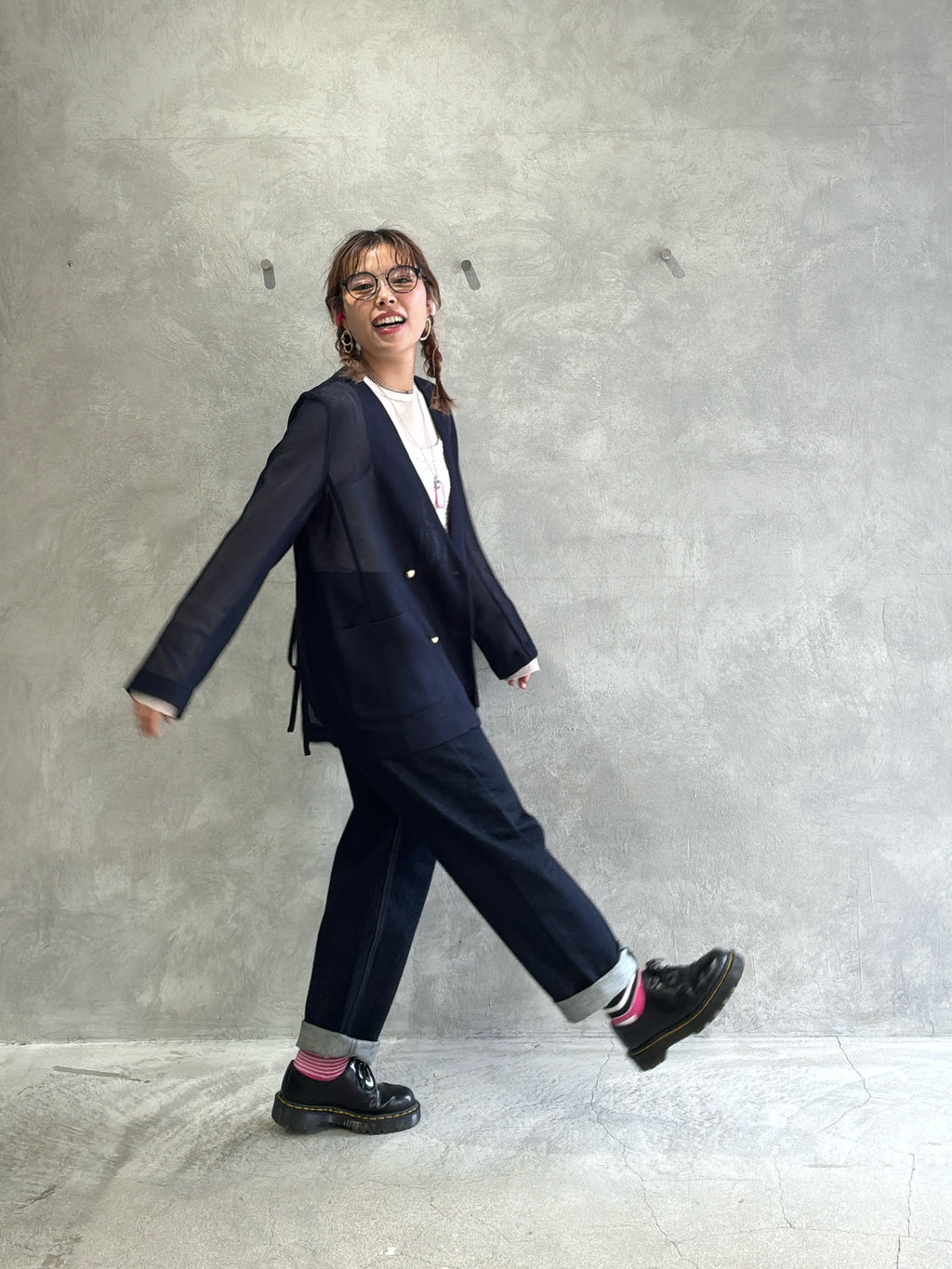 メッシュノーカラージャケット／Dignite collier