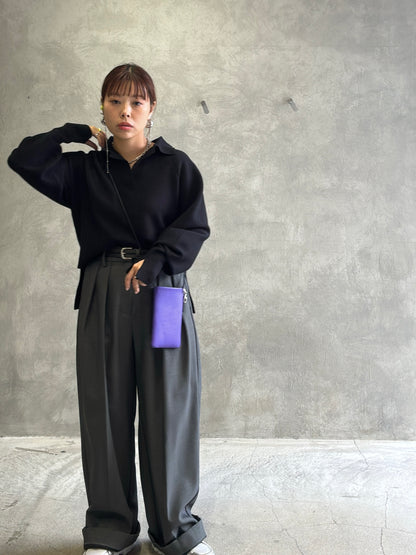 裏起毛タックワイドパンツ／Dignite collier