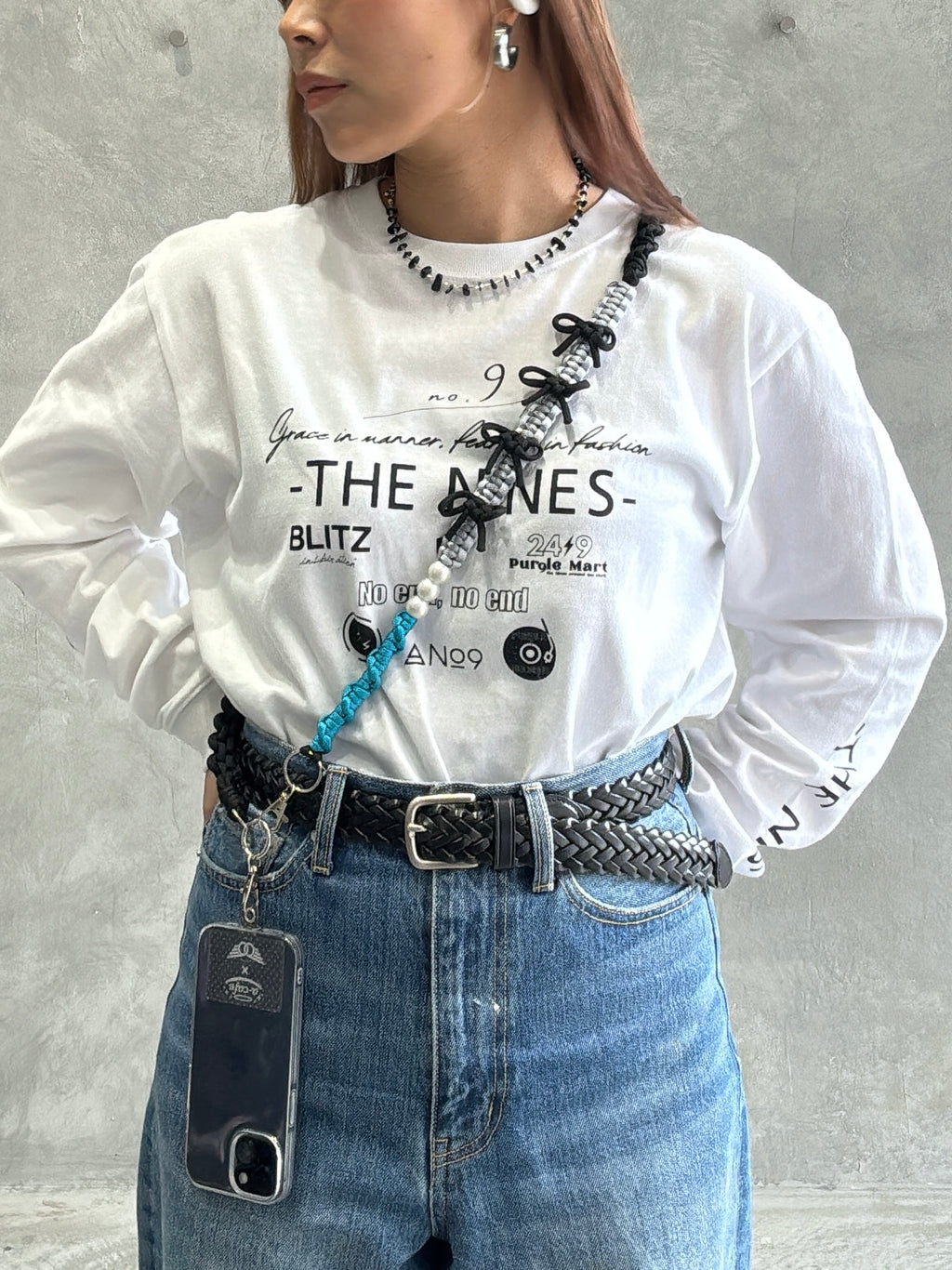 ⭐︎コラボ【予約販売】3wayパラコードショルダー／リボンパール／受注生産