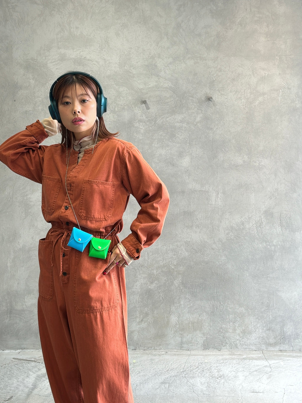 ヘリンボーンノーカラージャンプスーツ／LE MÉLANGE