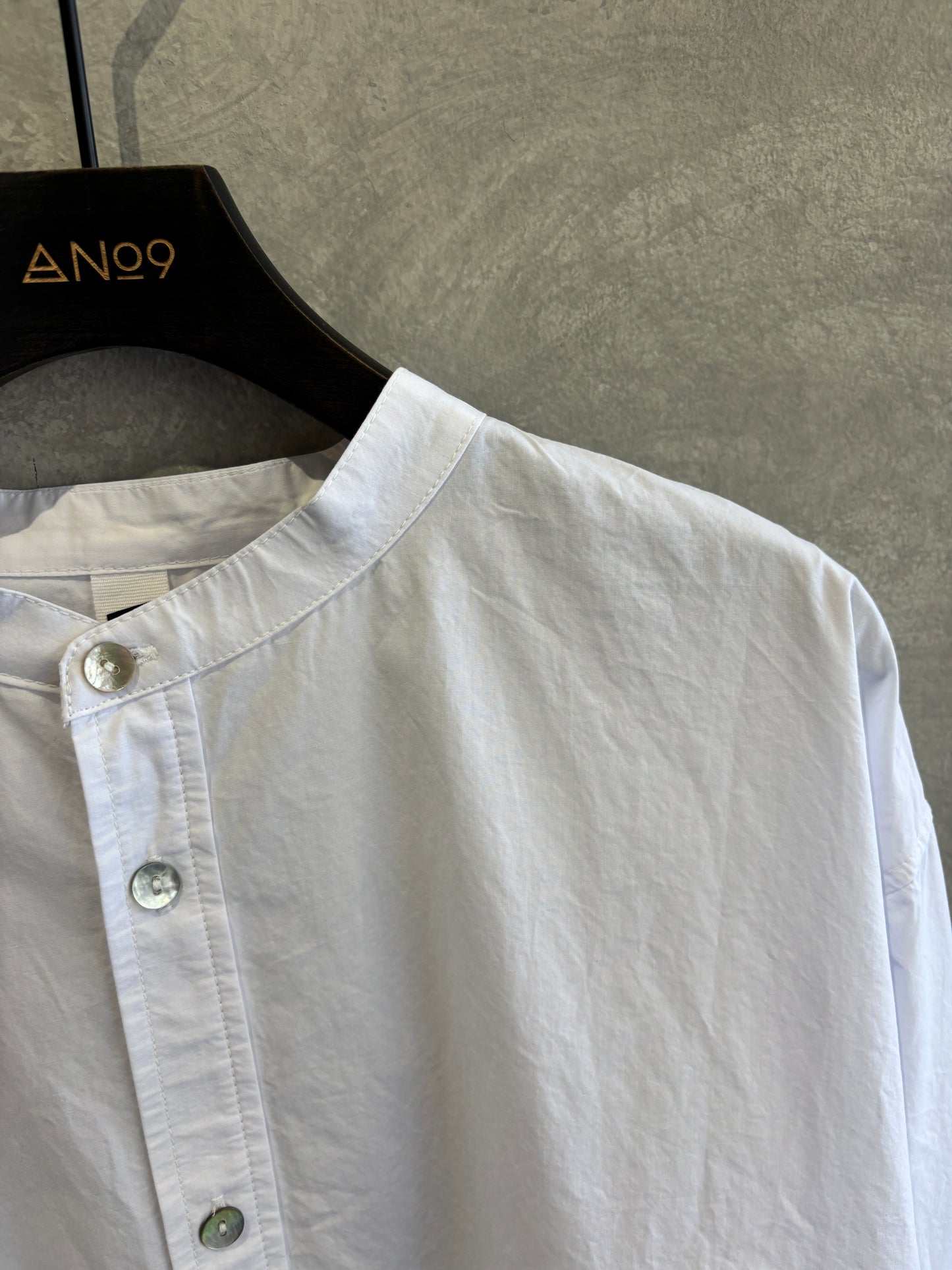 ノーカラーロングシャツ／VENT BLANC