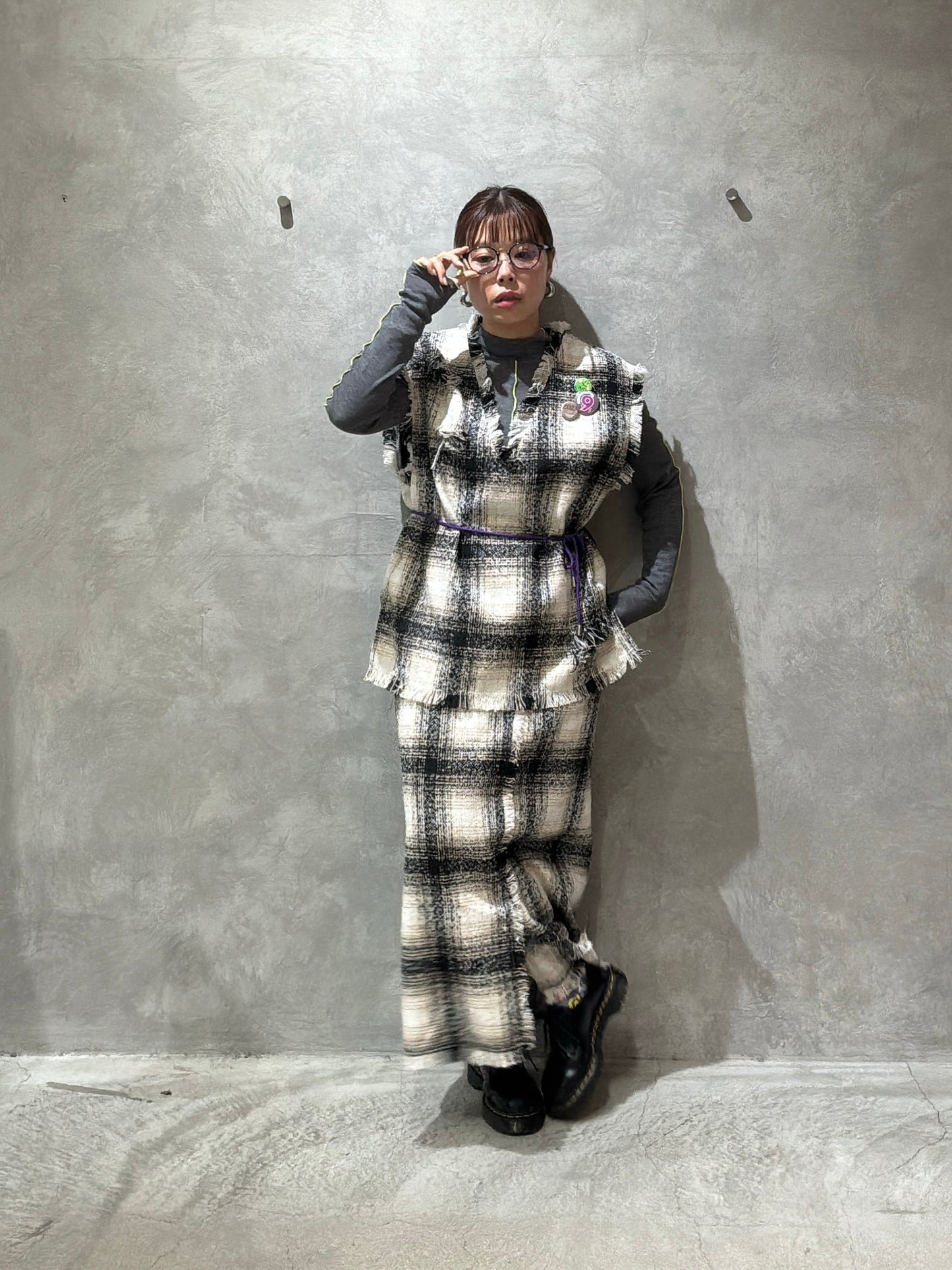 クラッシュツイードタイトスカート／the Nines