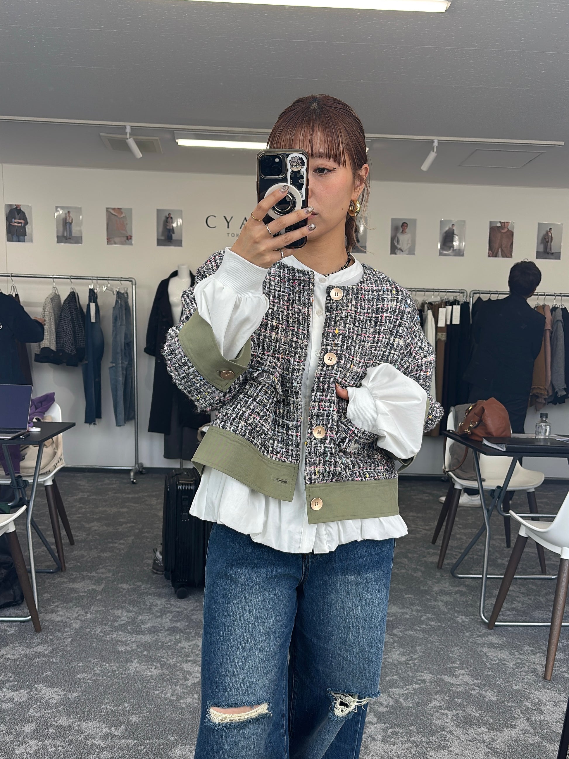 【予約⚡︎販売】ハーフスリーブ MIXツイードJK／604483／CYAN tokyo／2026 AW#1