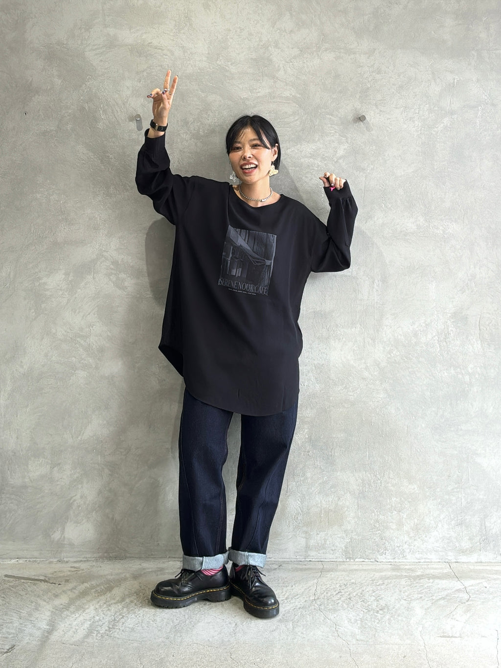 前後2wayフォトプリントロンT／Anna Kerry