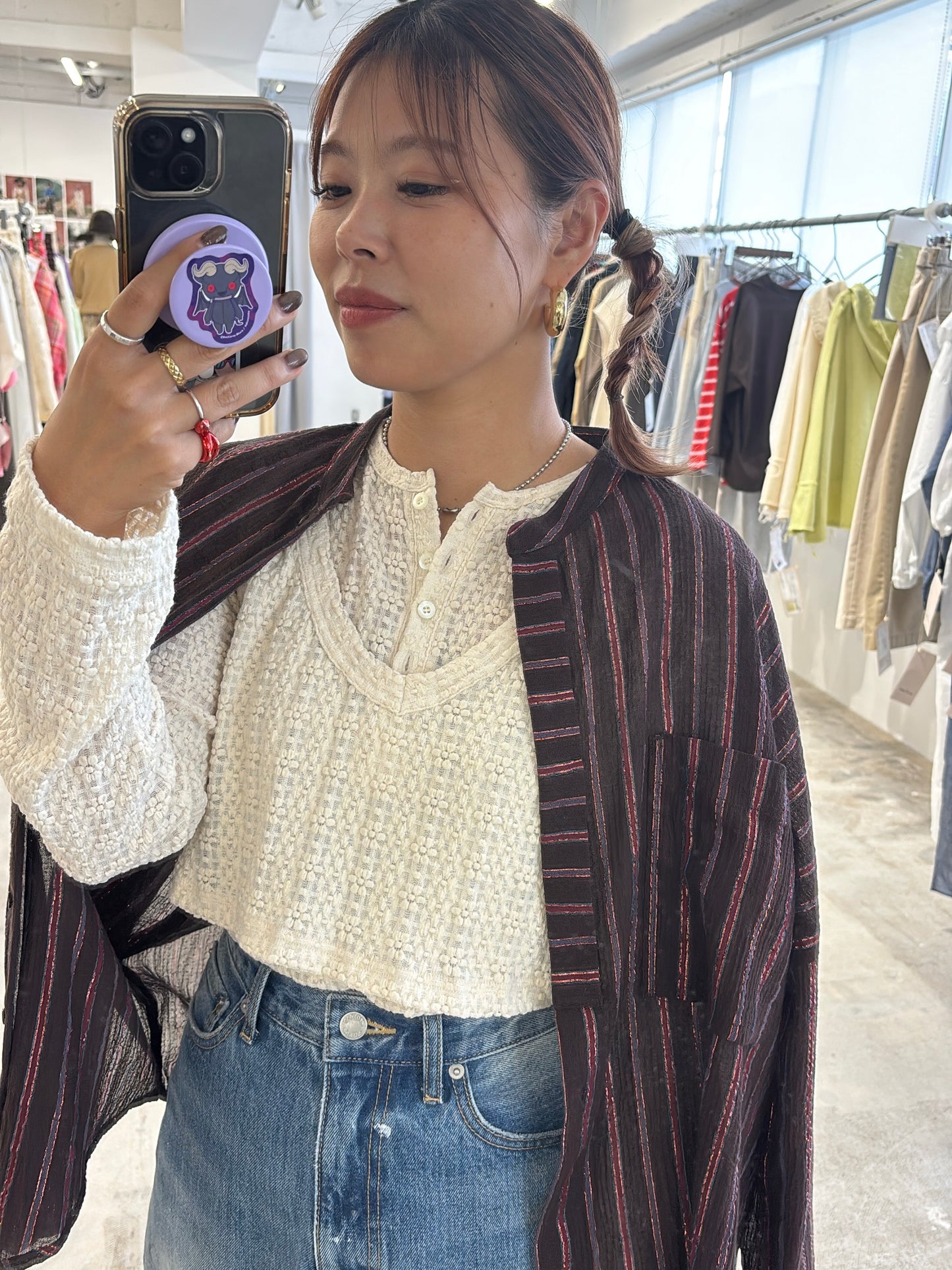 受付終了【予約販売】ストライプ柄・チェック柄シャツ／8613211／LE MÉLANGE