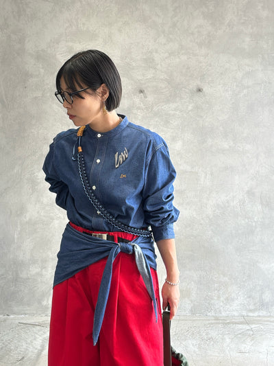 スタンドカラーデニムシャツ（スカーフ付き）／#8643203／LE MÉLANGE／2026 AW #1