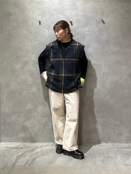 クラッシュツイードVネックベスト／the Nines