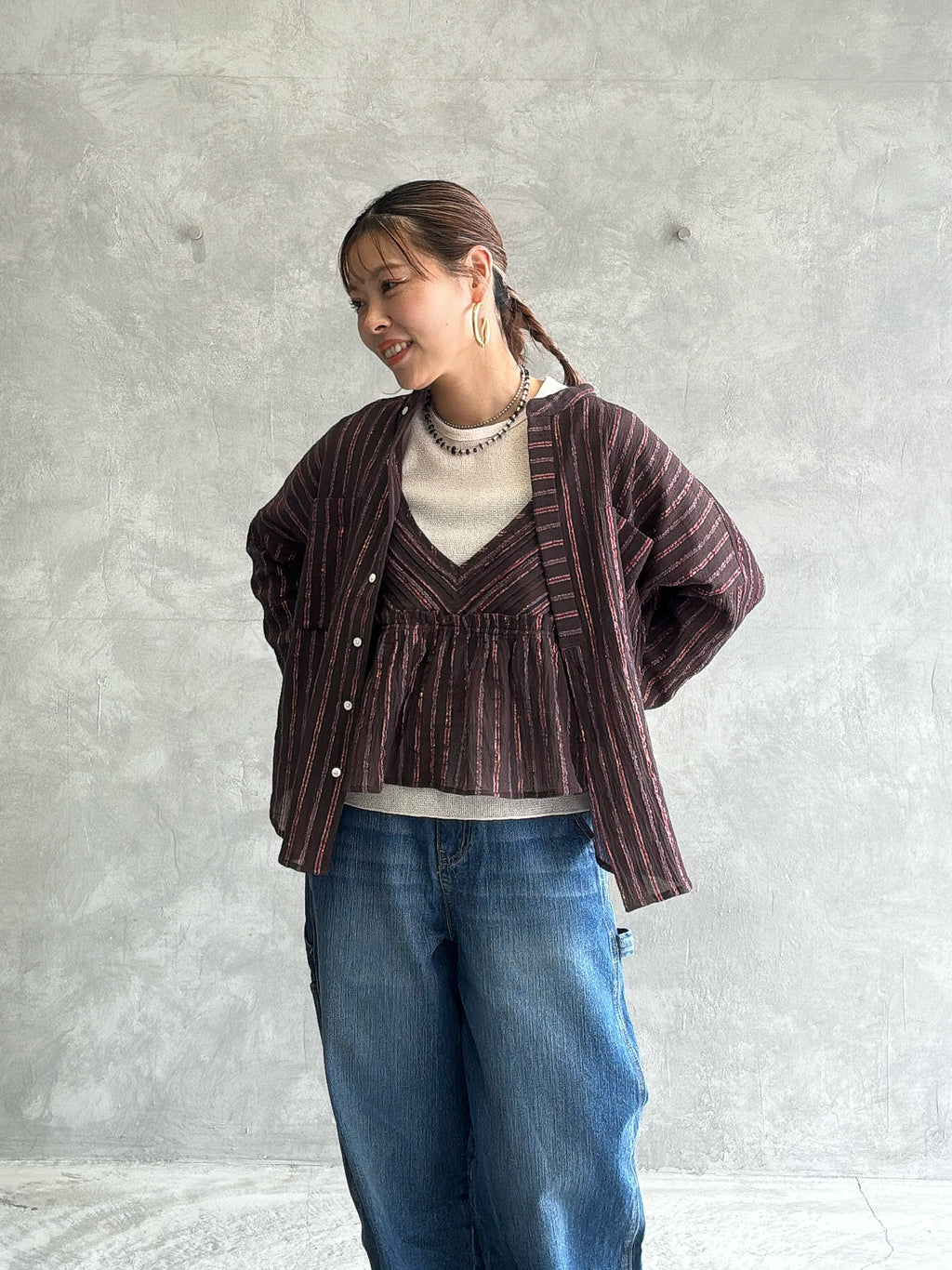 ストライプ柄シャツ／8613211／LE MÉLANGE