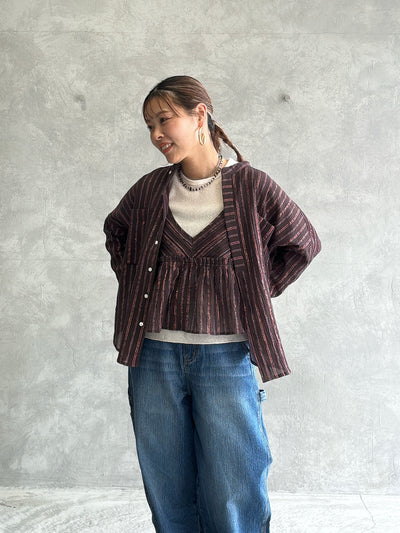 ストライプ柄シャツ／8613211／LE MÉLANGE