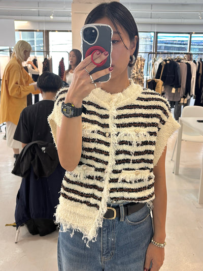 【予約⚡︎販売】ボーダーシャネルニットベスト／MG KN - 27021 - S／MARGAUX VINTAGE／2027 PRE SPRING COLLECTION