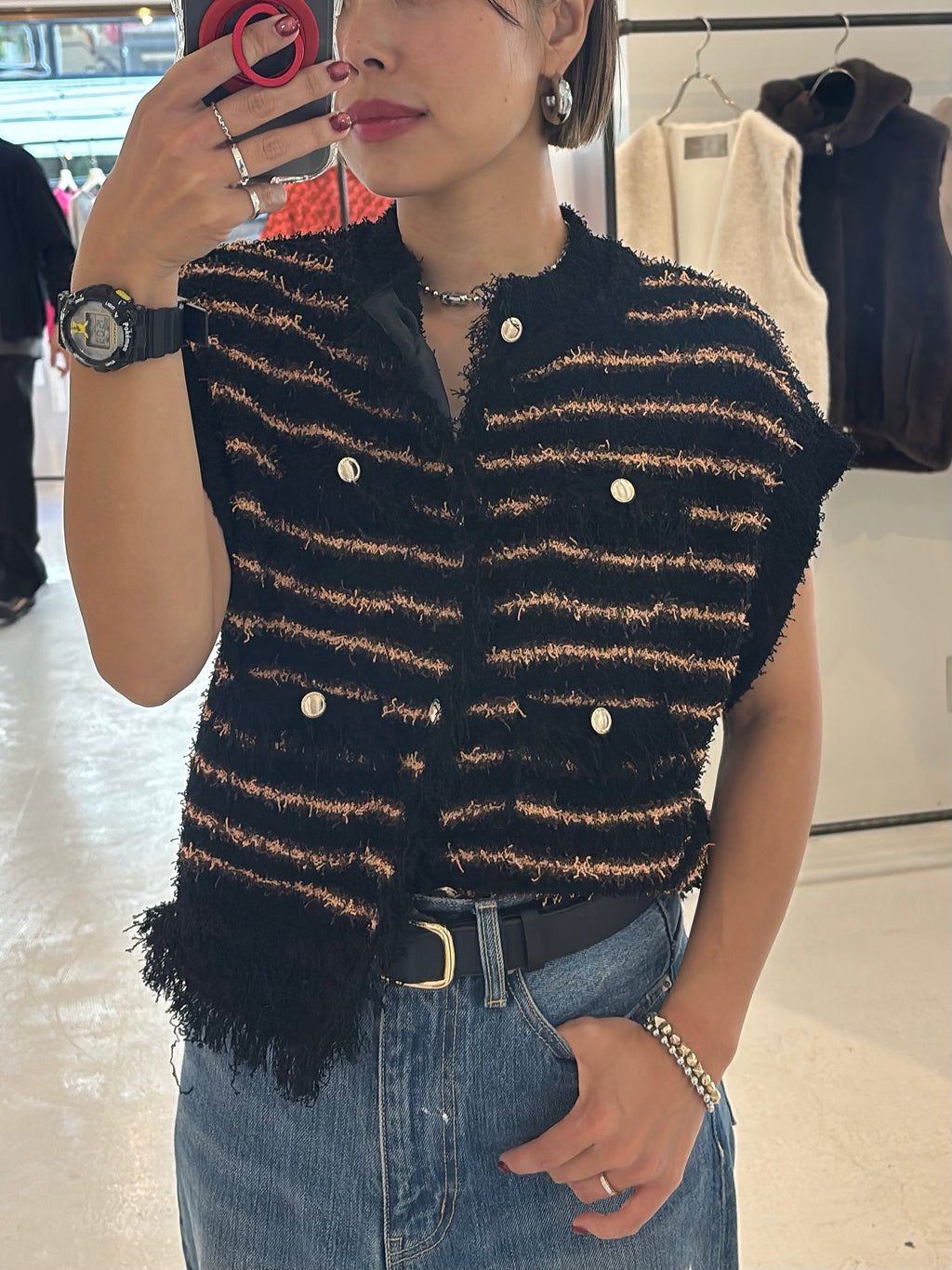 【予約⚡︎販売】ボーダーシャネルニットベスト／MG KN - 27021 - S／MARGAUX VINTAGE／2027 PRE SPRING COLLECTION