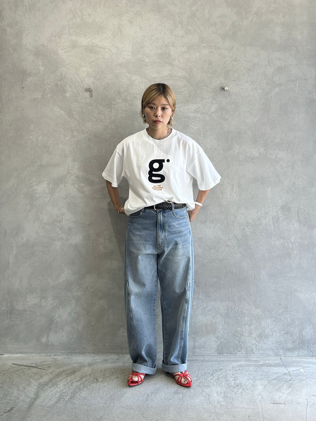 受付終了【予約販売】men'sサイズ／"g"フロッキープリントTシャツ／ING