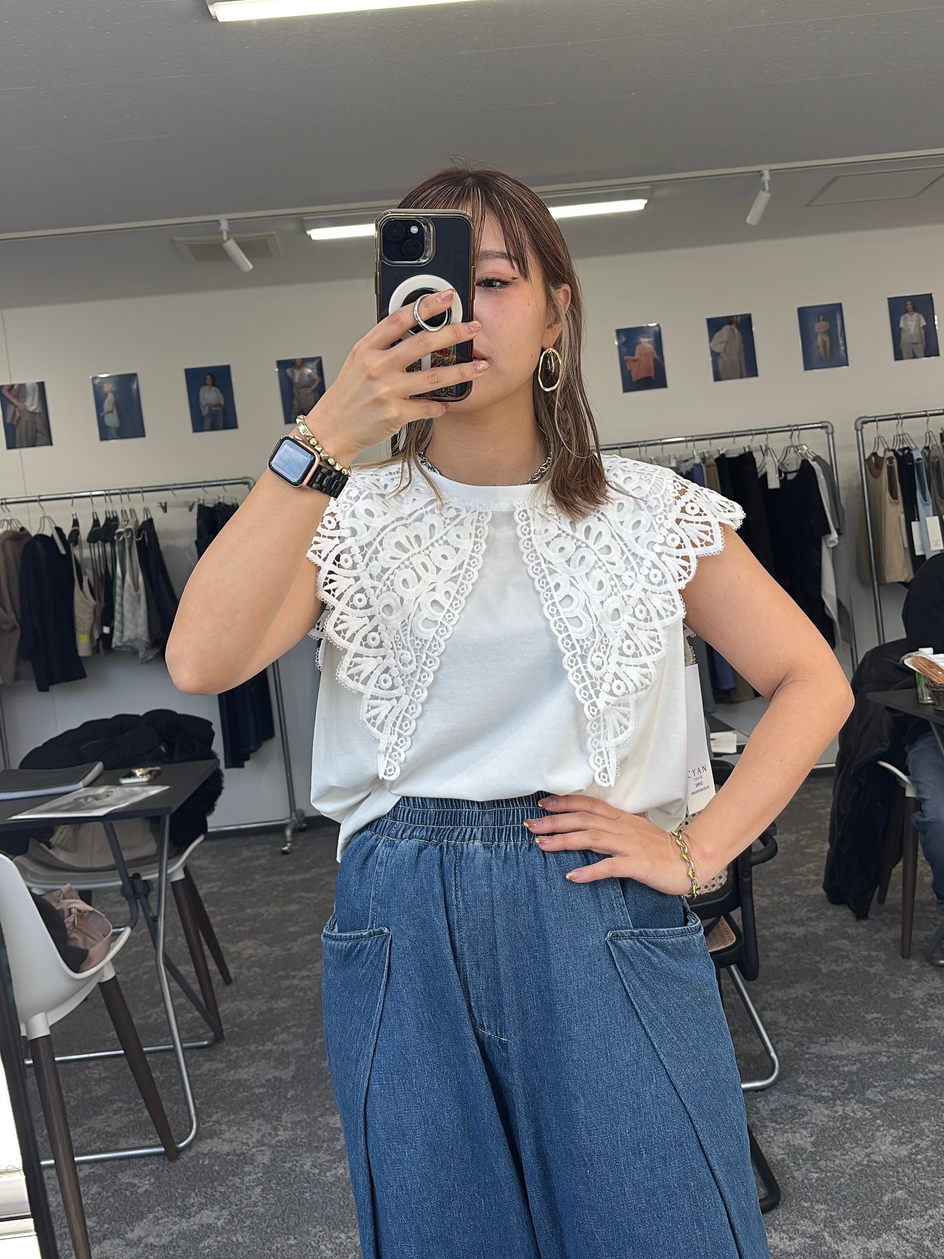 【予約販売】レースカラーノースリTOPS／601478／CYAN tokyo／2026 SS#2