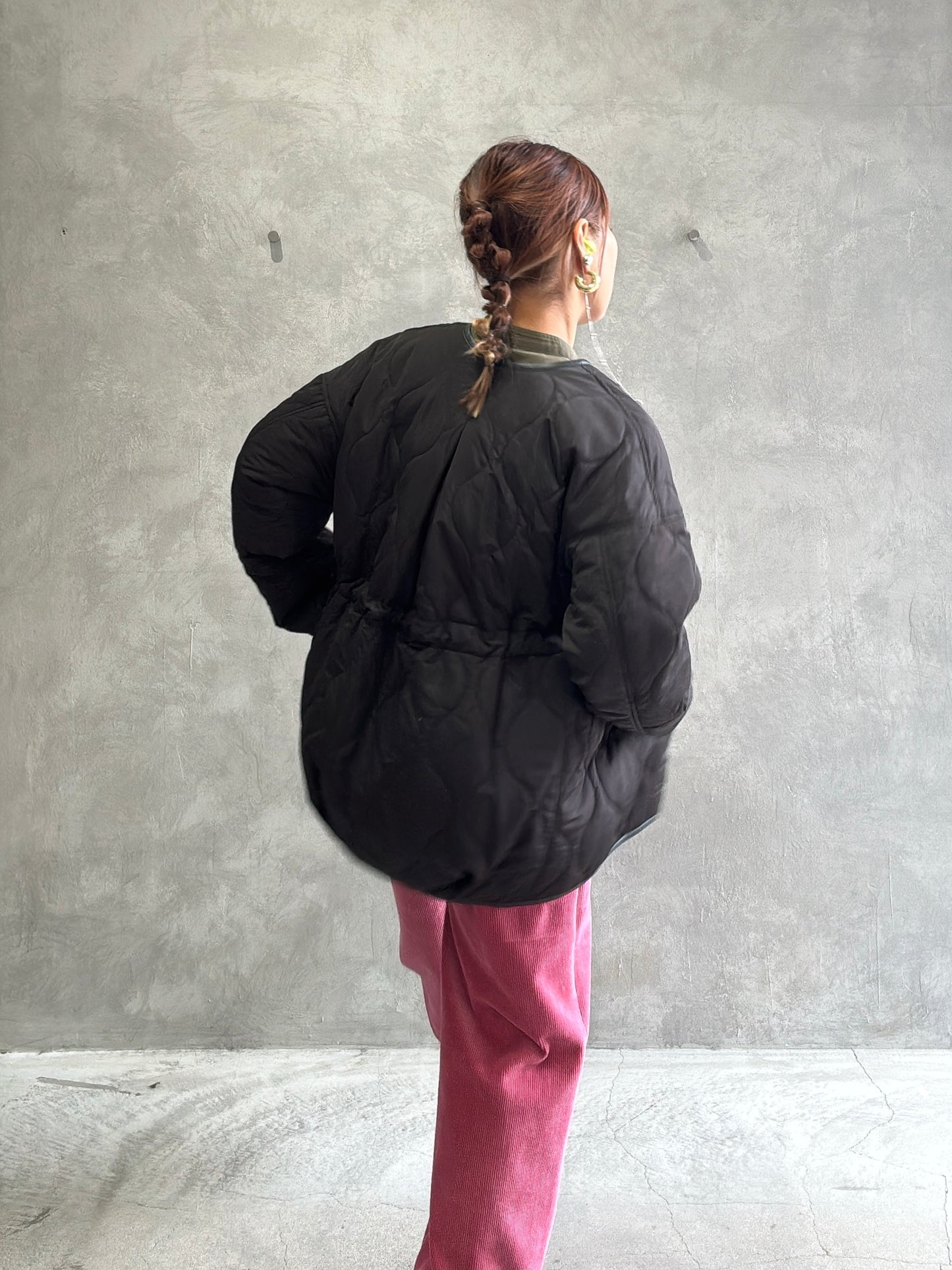 キルティングVネックショートコート／trois