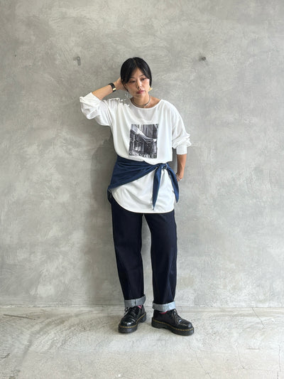 スタンドカラーデニムシャツ（スカーフ付き）／#8643203／LE MÉLANGE／2026 AW #1