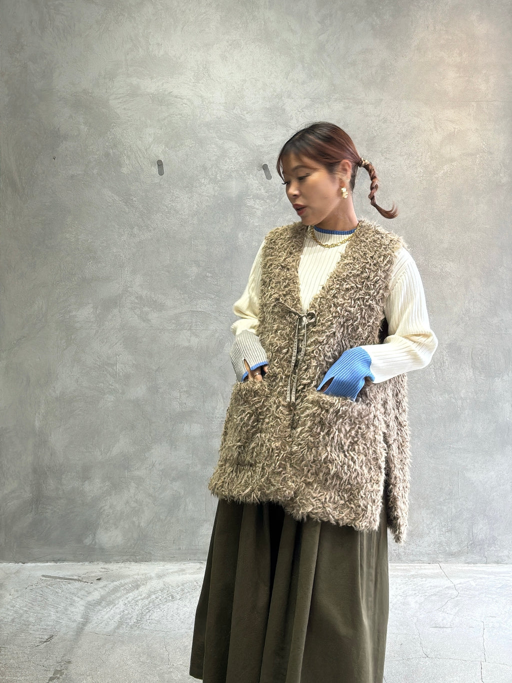 【再入荷】3カラー配色リブニット／LHELBIE