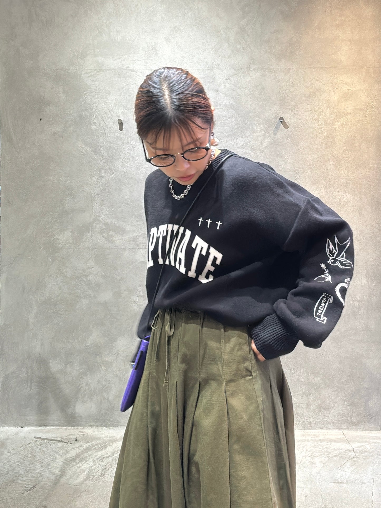 スウェットライク刺繍ニット／palm RICHE