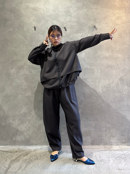 ノーカラードッキングシャツ／trois