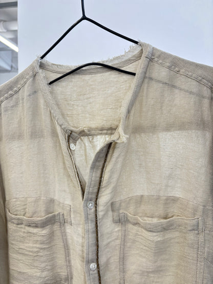 受付終了【予約販売】メタルビーズリネンコットンシャツ／8613209／LE MÉLANGE