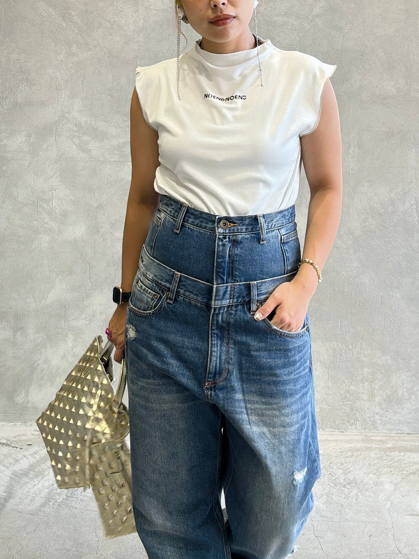 Wウエストデニムパンツ／VERSEAU