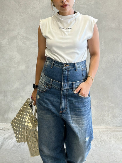 Wウエストデニムパンツ／VERSEAU