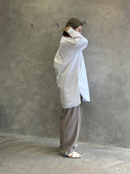 ノーカラーロングシャツ／VENT BLANC