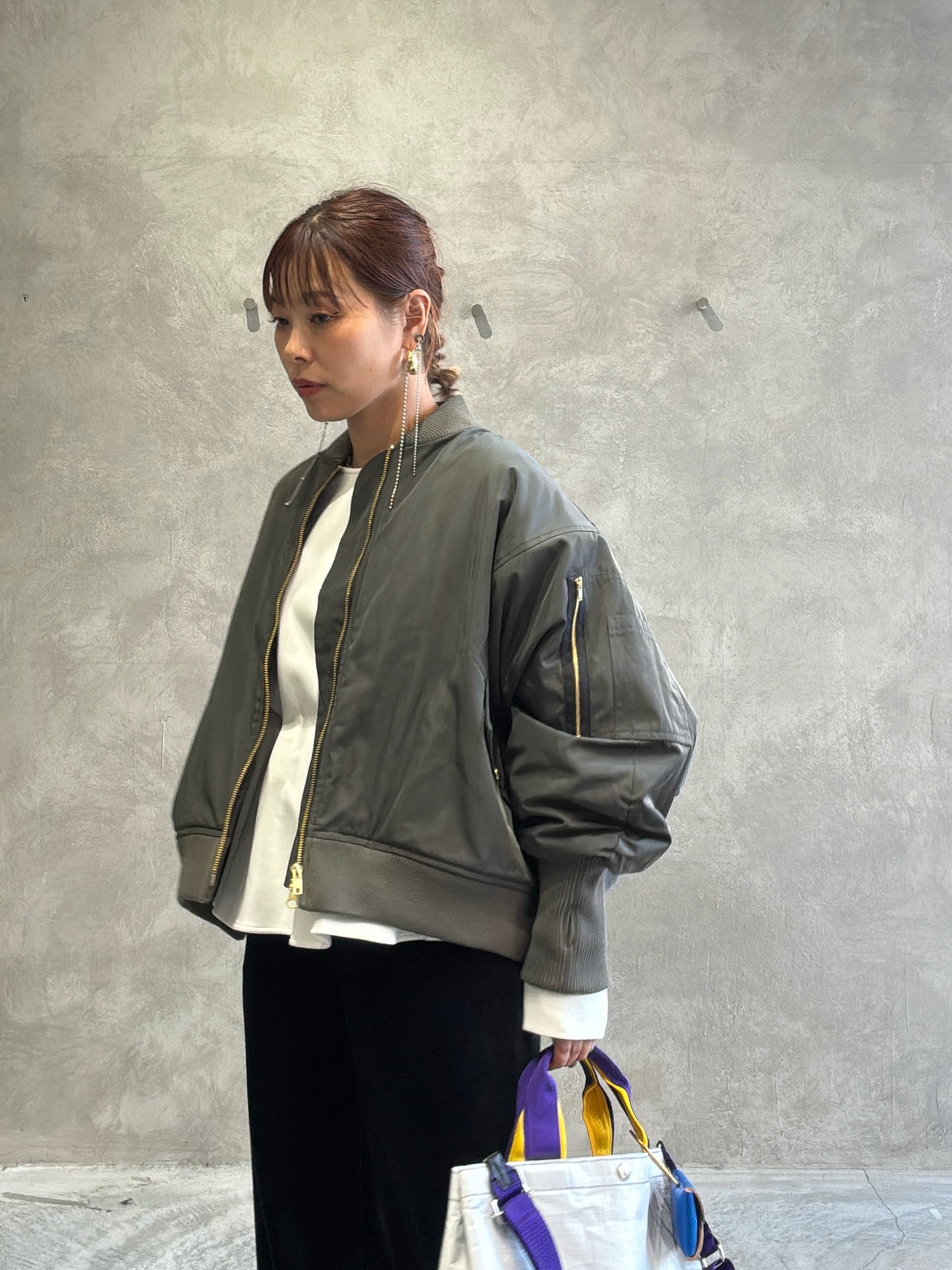 ナイロンツイルポンチョライクMA-1／trois