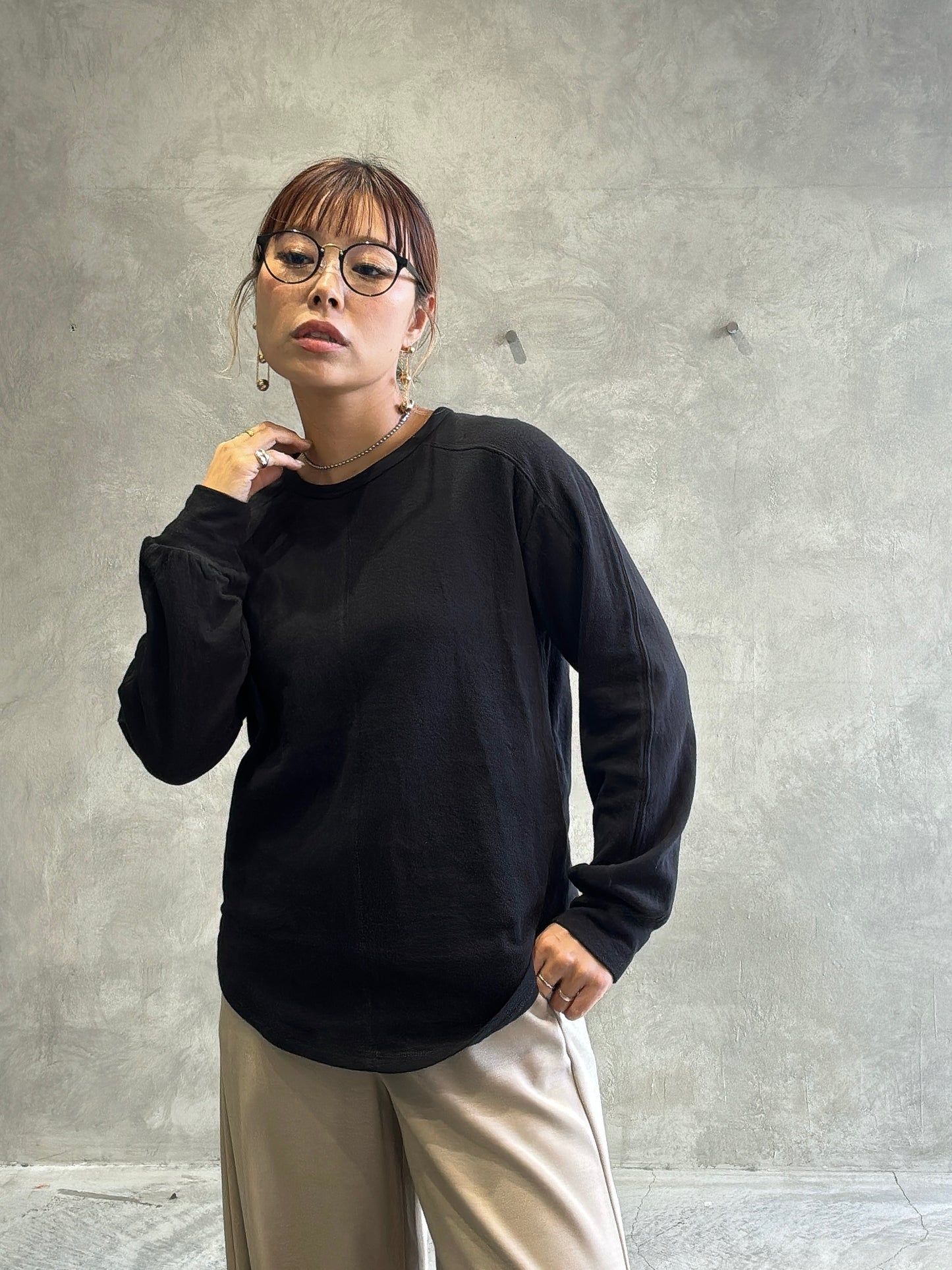 異素材ミックスカットソー／Dignite collier