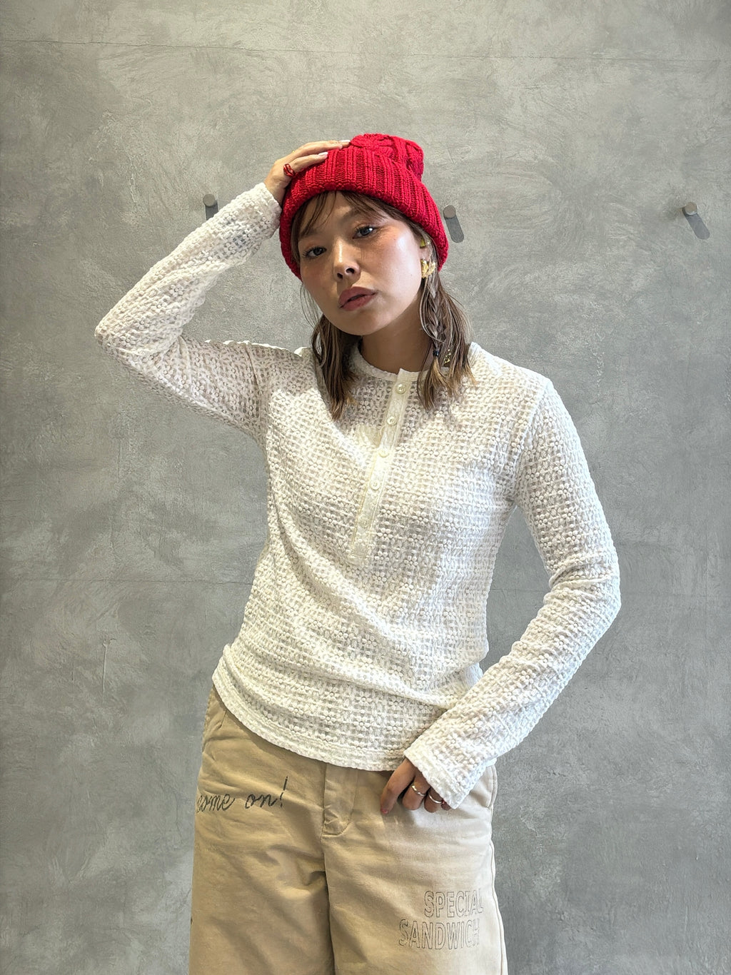 ヘンリーネックカットソー／8611002／LE MÉLANGE