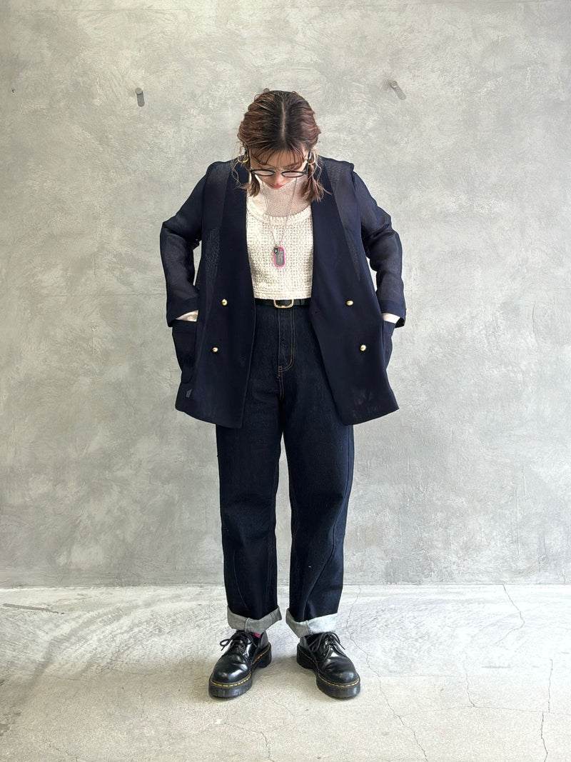 メッシュノーカラージャケット／Dignite collier