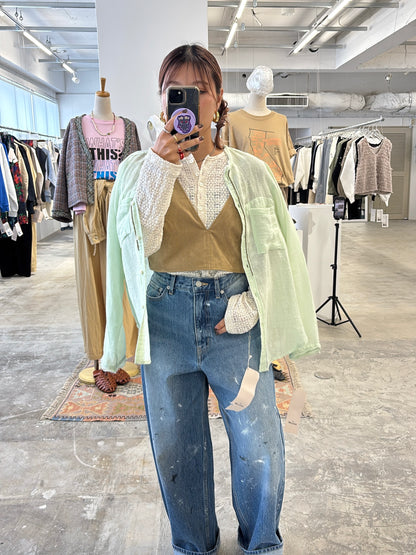 受付終了【予約販売】メタルビーズリネンコットンシャツ／8613209／LE MÉLANGE