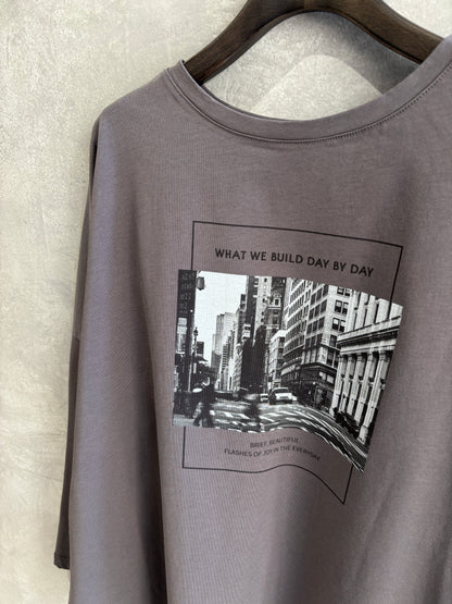 2way（ビル＆ロゴ）プリントカットソー／Dignite collier