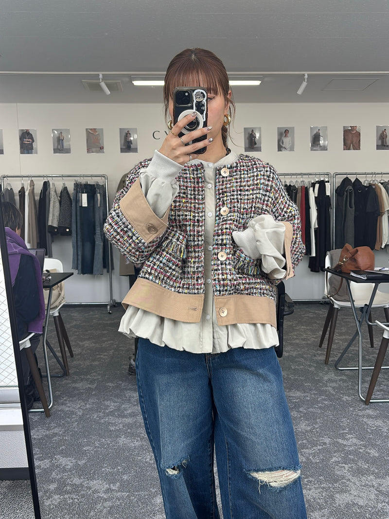 【予約⚡︎販売】ハーフスリーブ MIXツイードJK／604483／CYAN tokyo／2026 AW#1