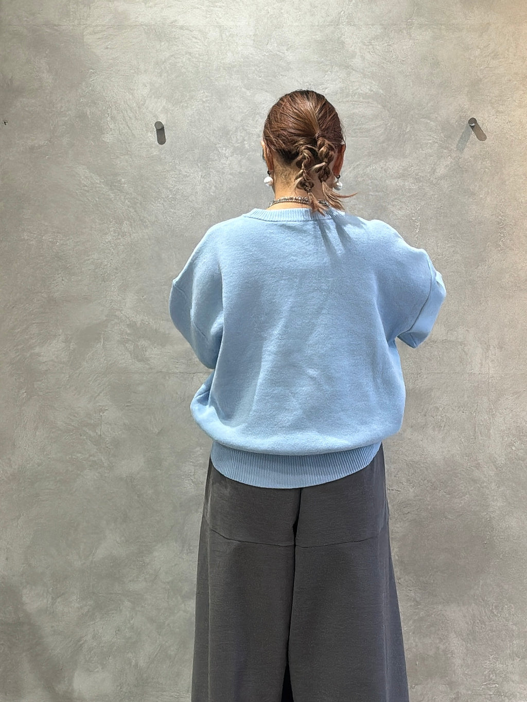 スウェットライク刺繍ニット／palm RICHE