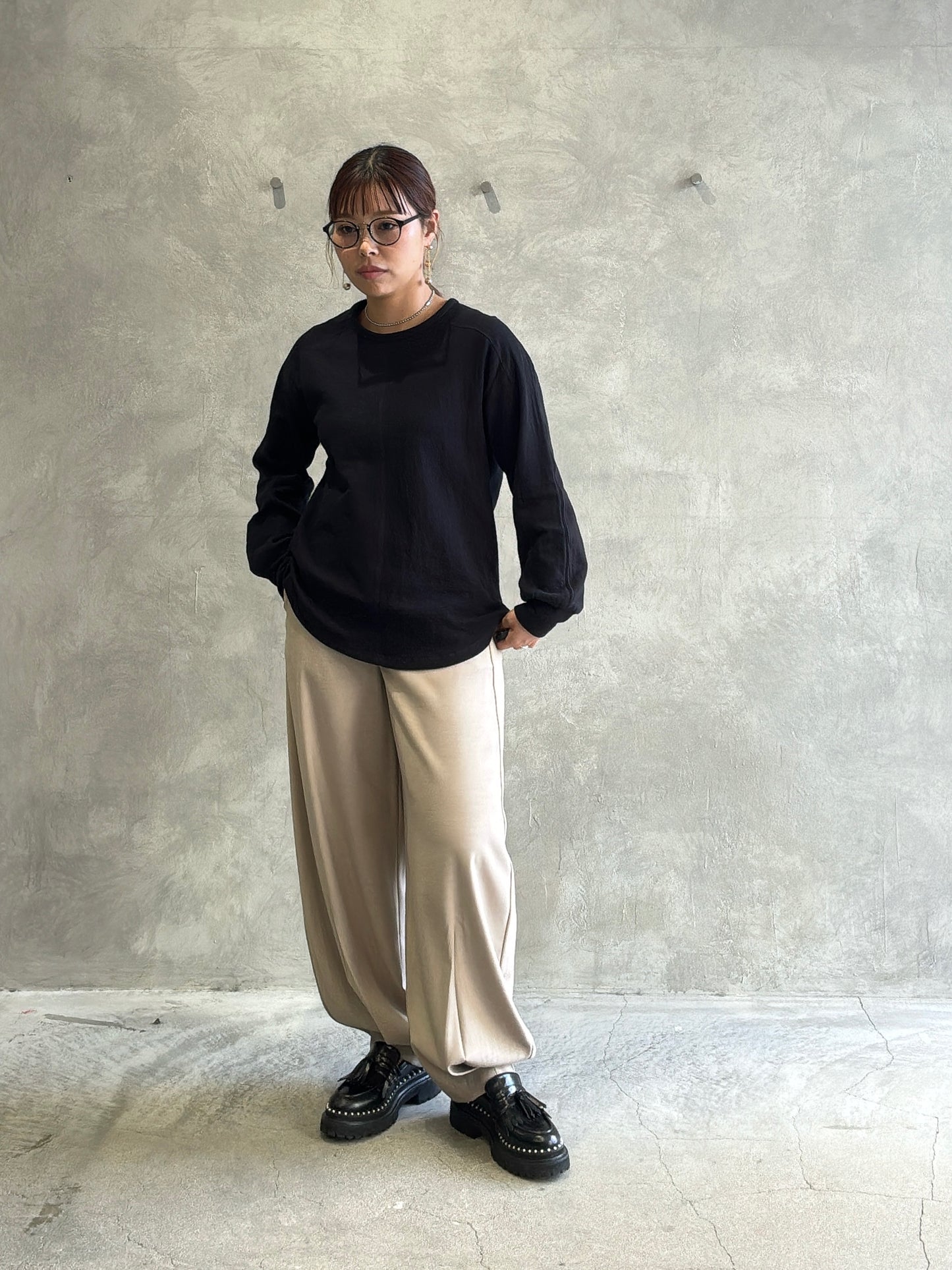 異素材ミックスカットソー／Dignite collier