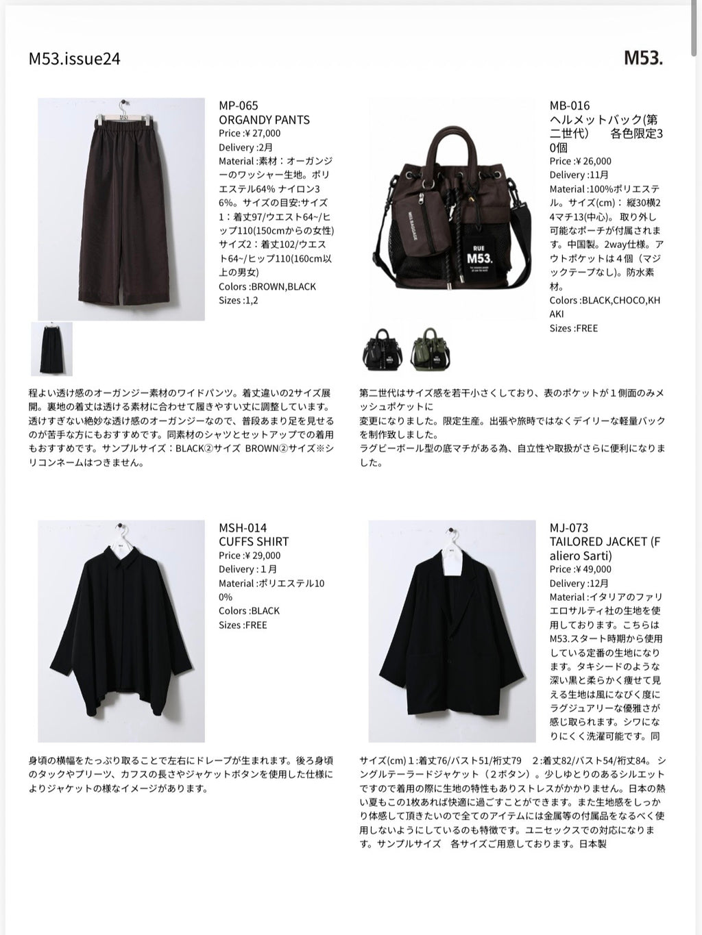 【予約販売】M53. ルック＆データ
