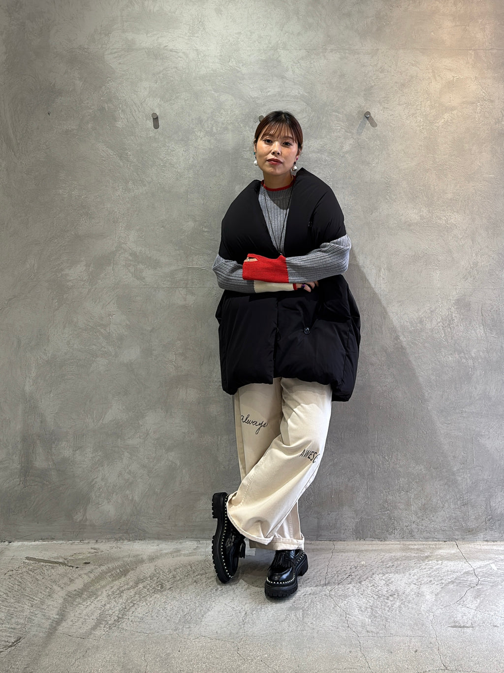 【再入荷】3カラー配色リブニット／LHELBIE