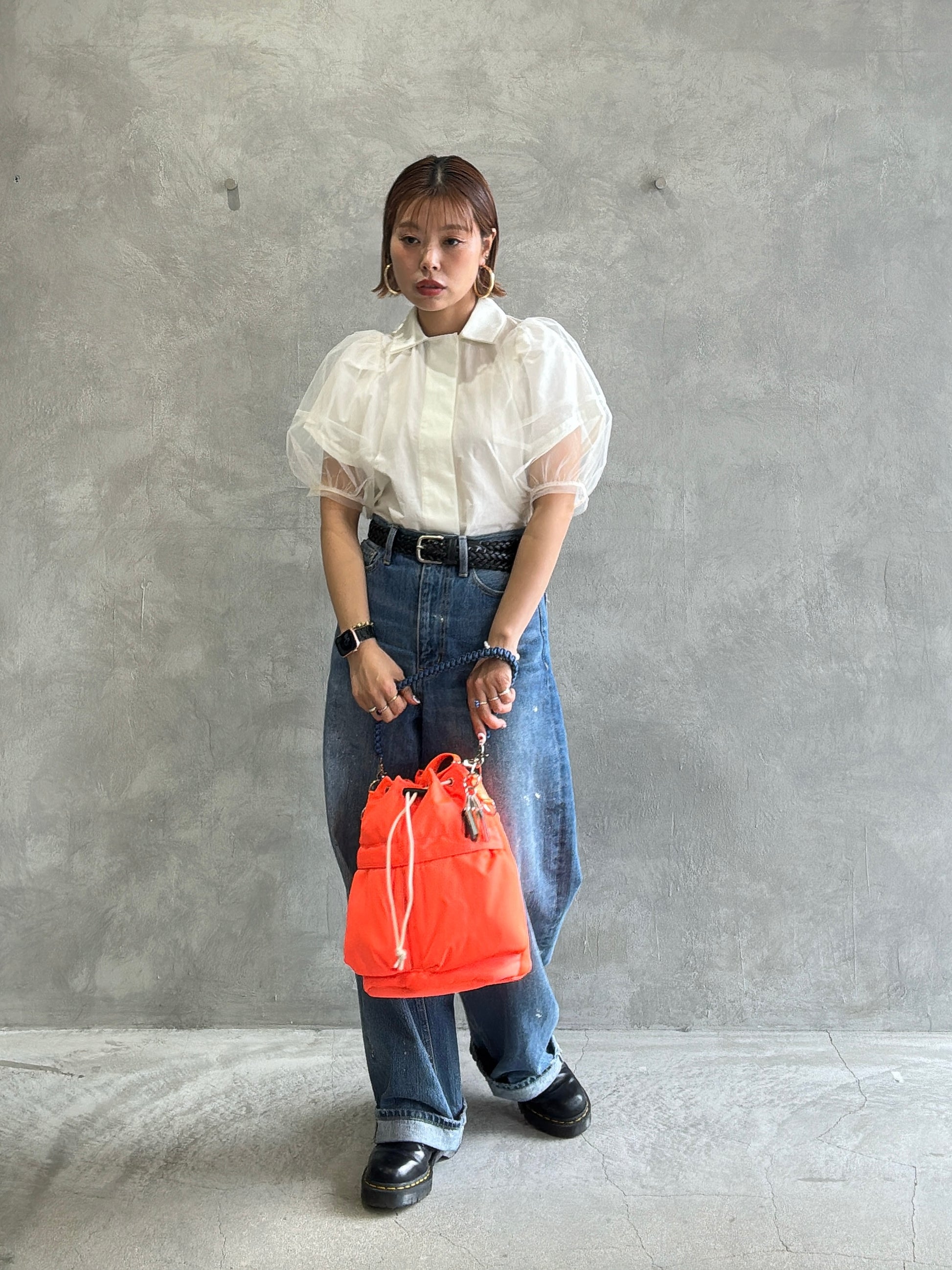 チュールレイヤードパフスリーブブラウス／MARECHAL TERRE