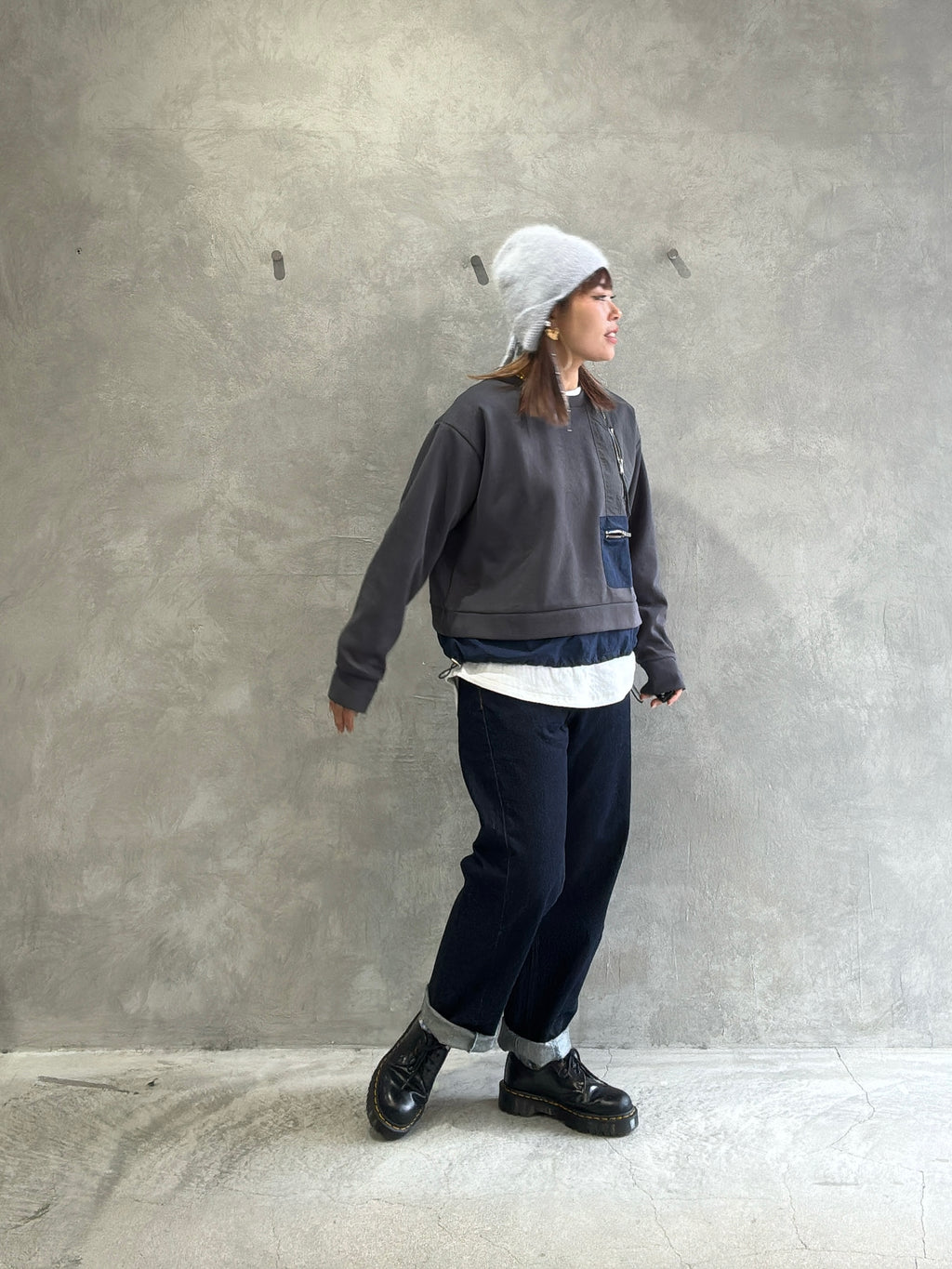 ナイロンドッキングスウェット