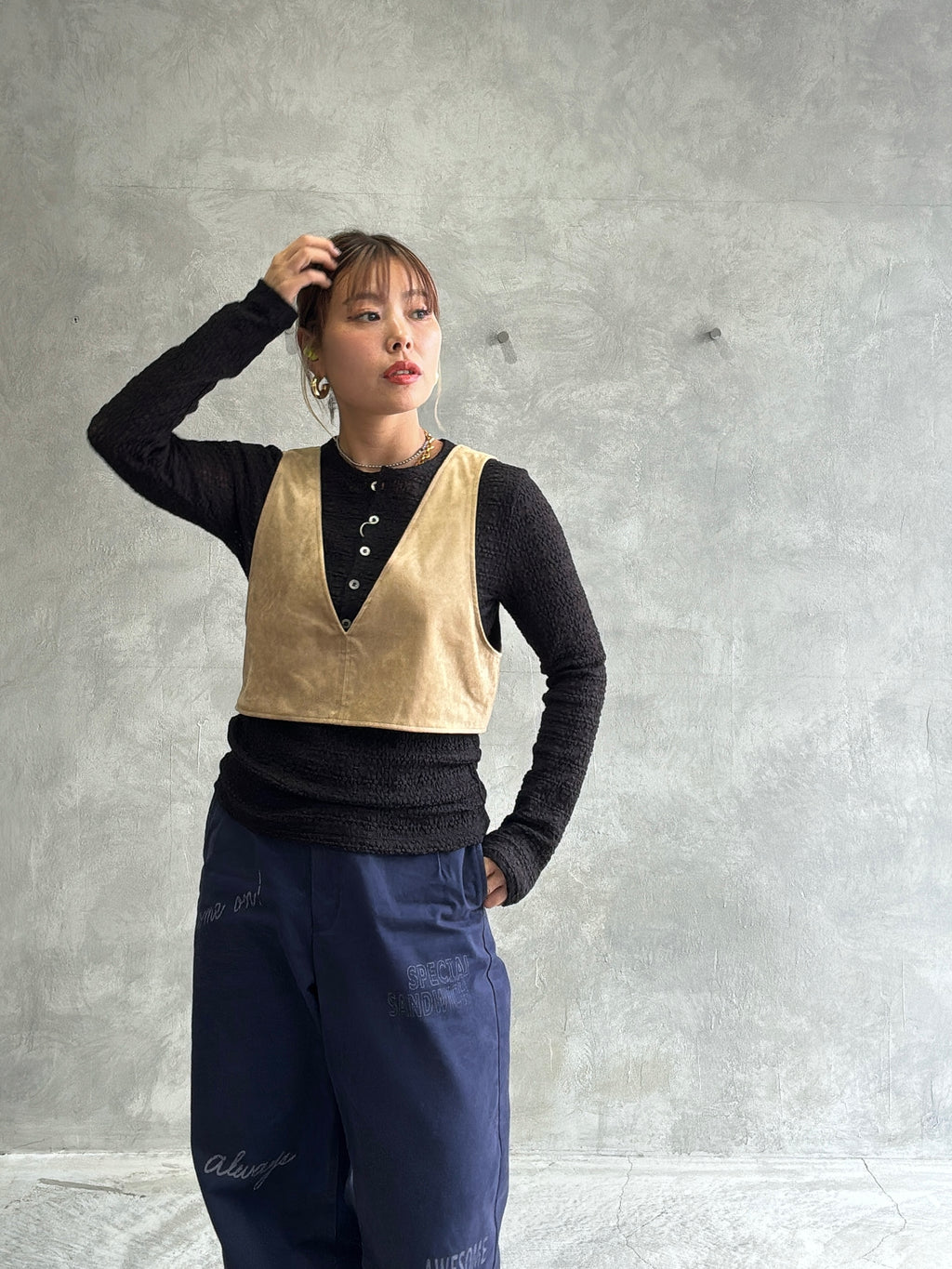 ヘンリーネックカットソー／8611002／LE MÉLANGE