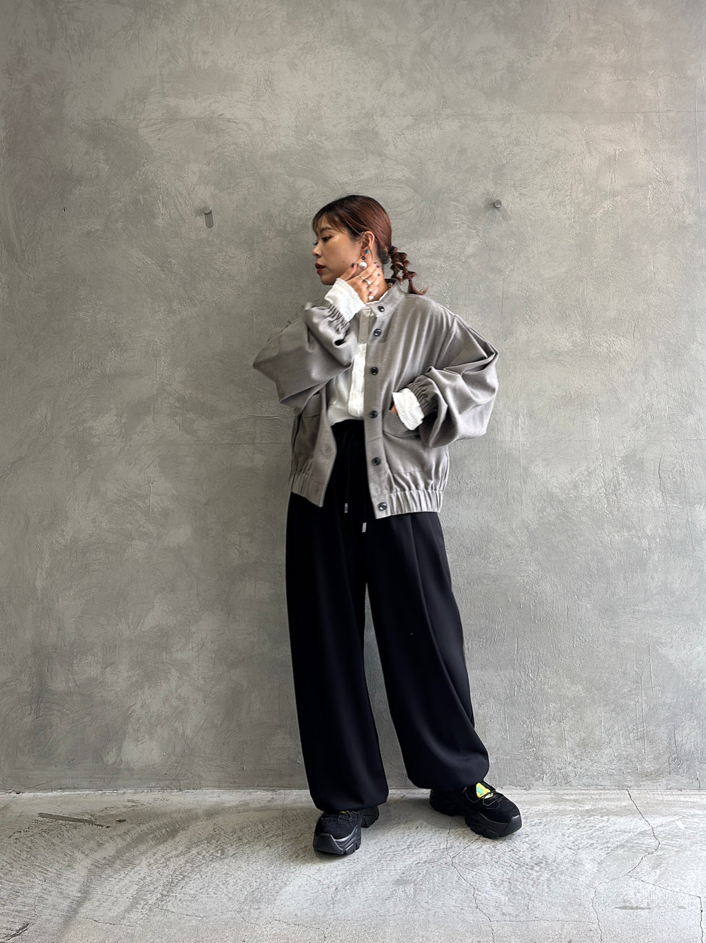 ワイドスリーブウーリーショートブルゾン／CYAN tokyo