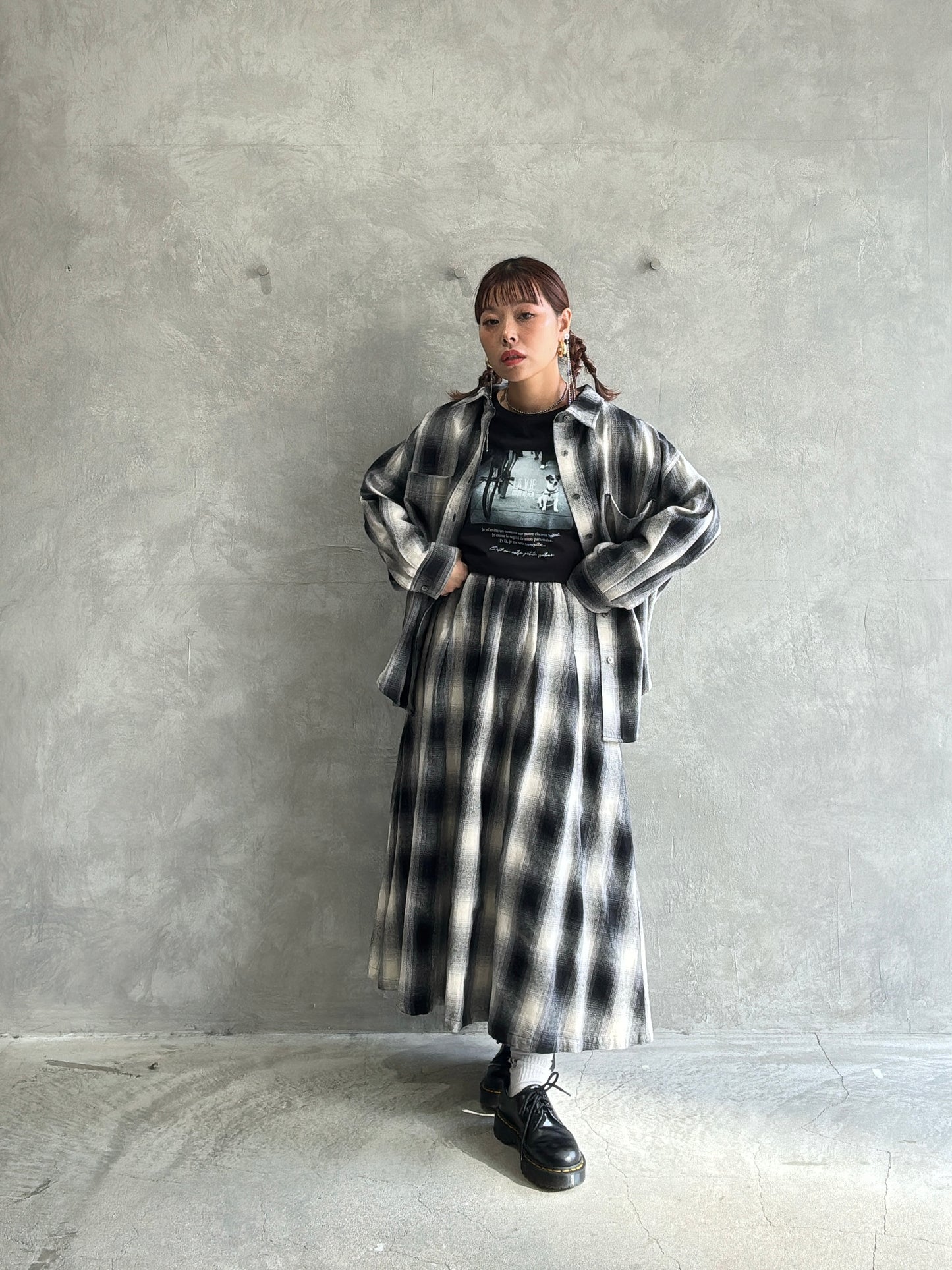 チェックタックスカート／Dignite collier