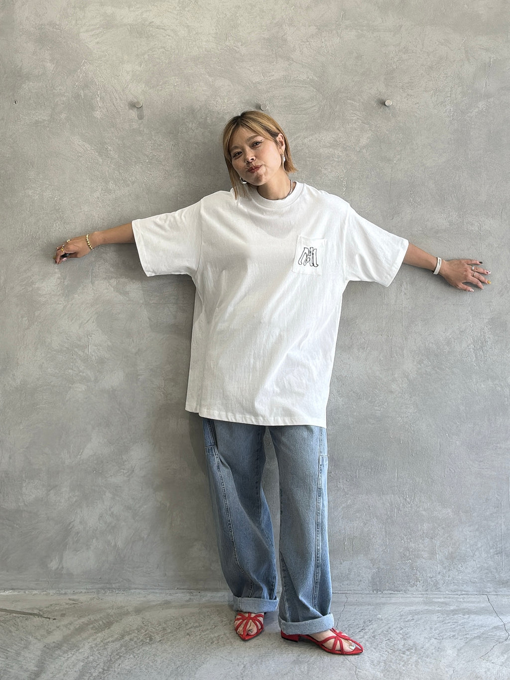受付終了【予約販売】men'sサイズ／コード刺繍ポケット Tシャツ／ING