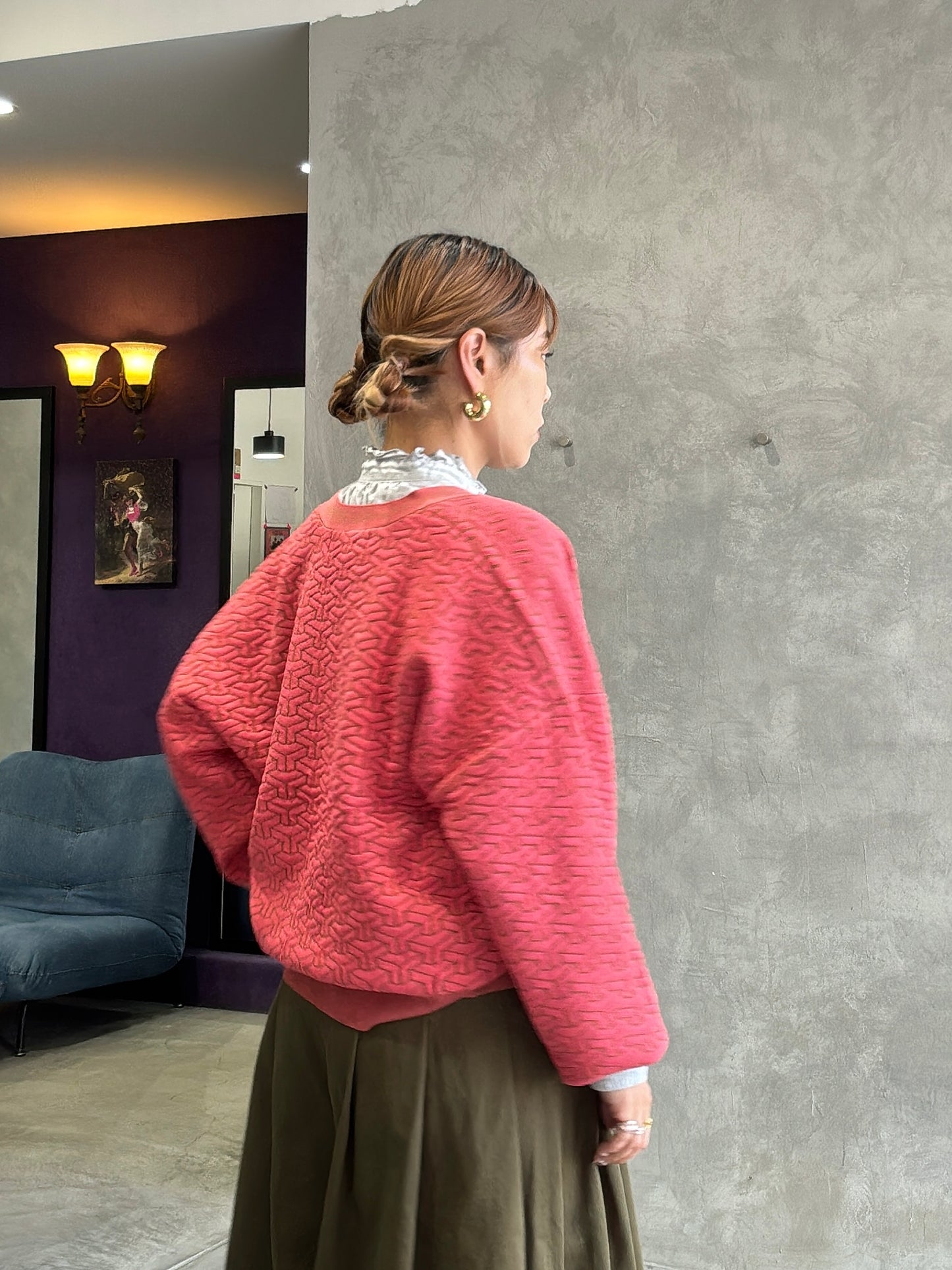 連続柄ニットカーディガン／LE MÉLANGE