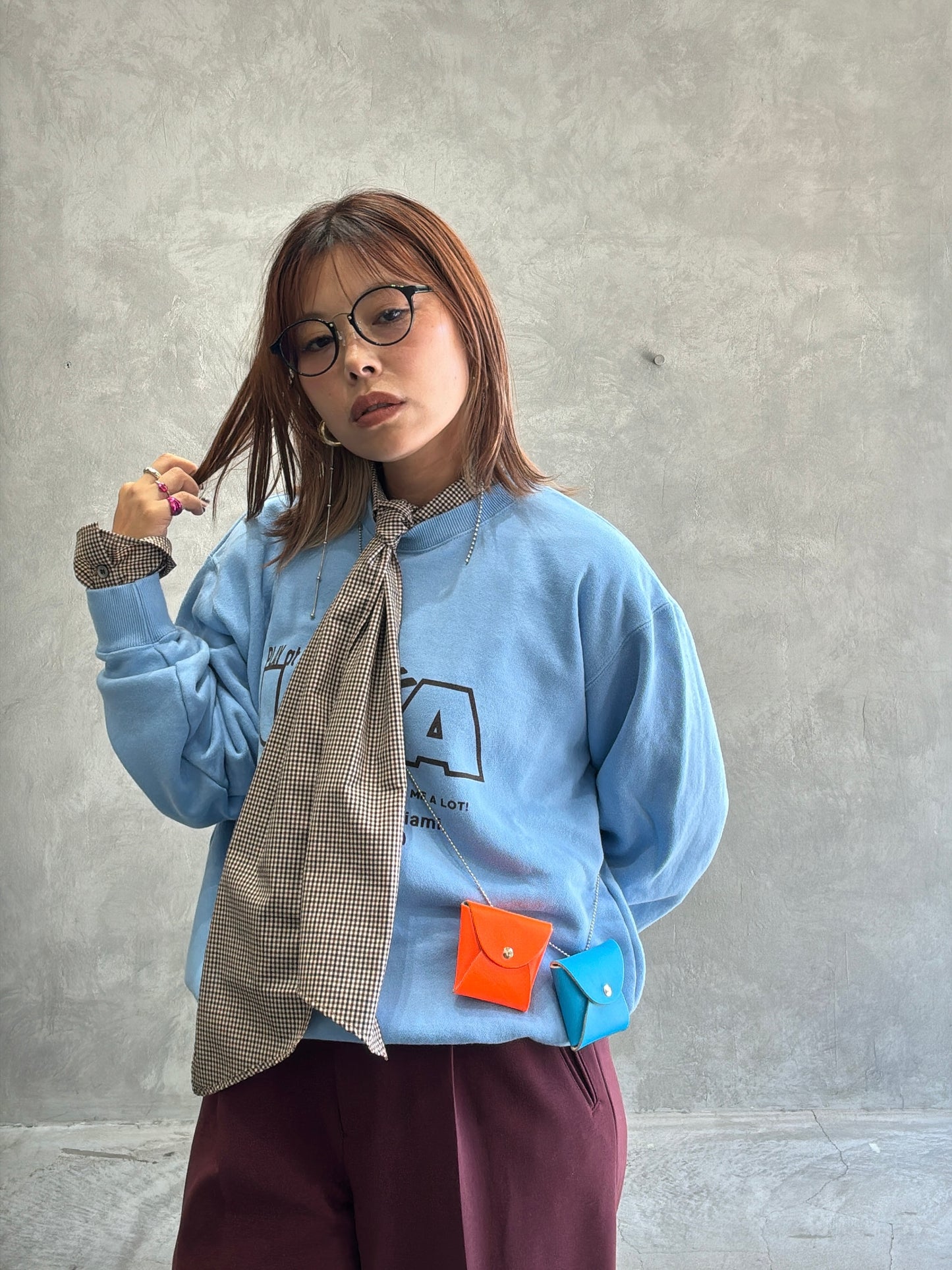 タイ付きチェックシャツ／LE MÉLANGE