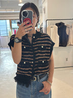 【予約⚡︎販売】ボーダーシャネルニットベスト／MG KN - 27021 - S／MARGAUX VINTAGE／2027 PRE SPRING COLLECTION