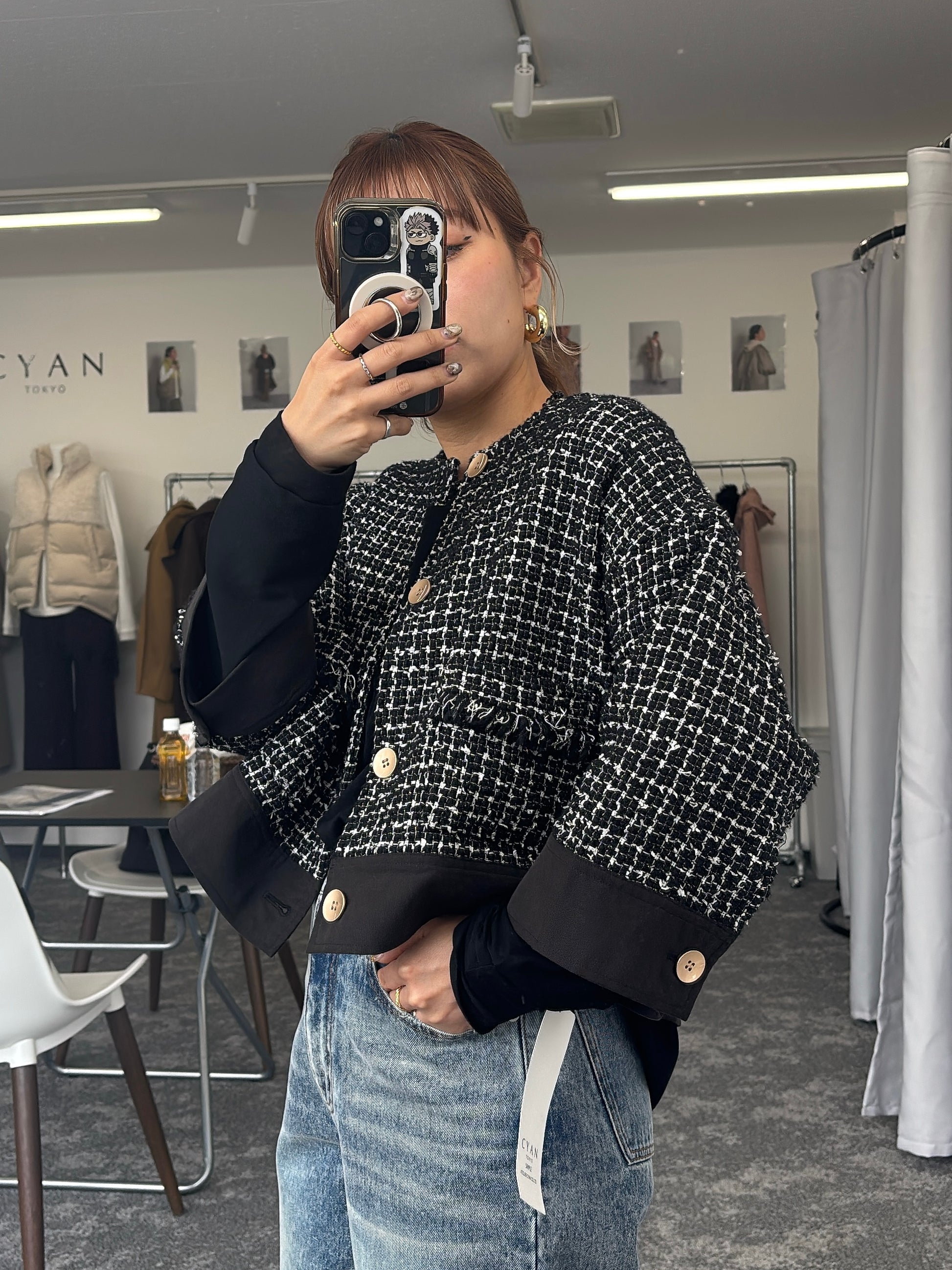 【予約⚡︎販売】ハーフスリーブツイードJK／604484／CYAN tokyo／2026 AW#1