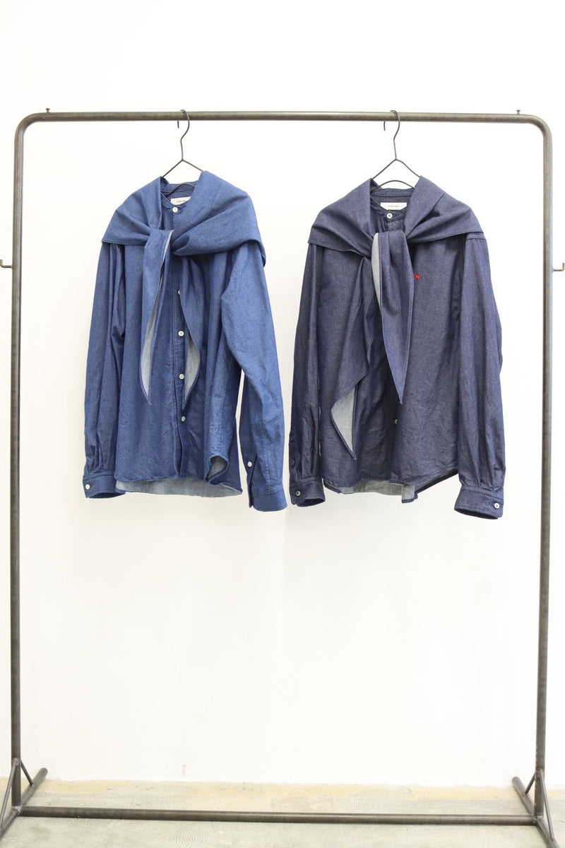 受付終了【予約⚡︎販売】スタンドカラーデニムシャツ（スカーフ付き）／#8643203／LE MÉLANGE／2026 AW #1